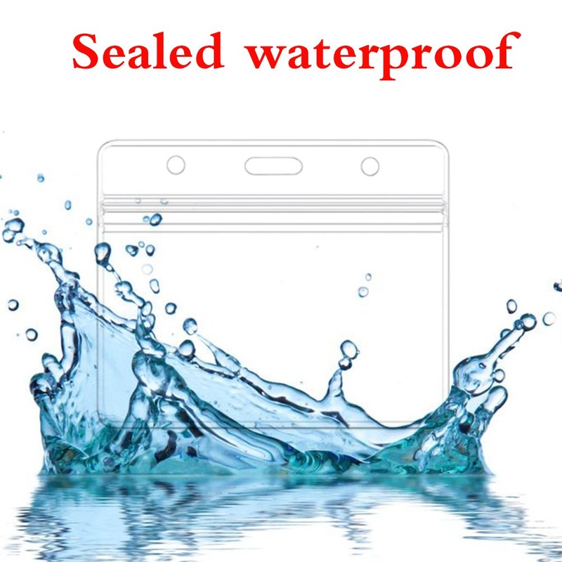 KINGSUM Horizontal Badge Holders Sealable Waterproof Clear Plastic Name Tag