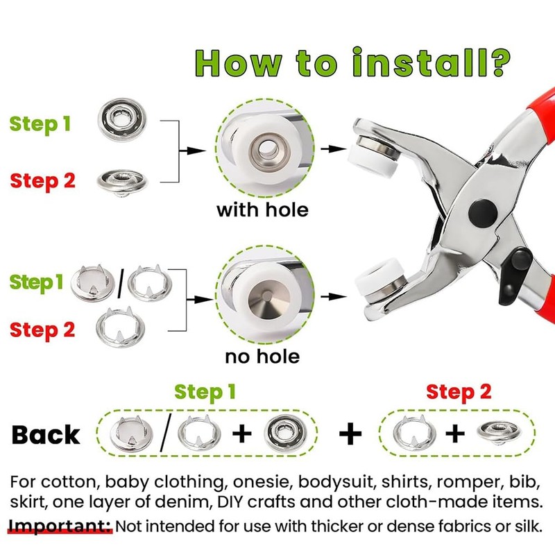 Veumoie Pearl Snaps for Fabric Snap Pliers, Metal Snap Button