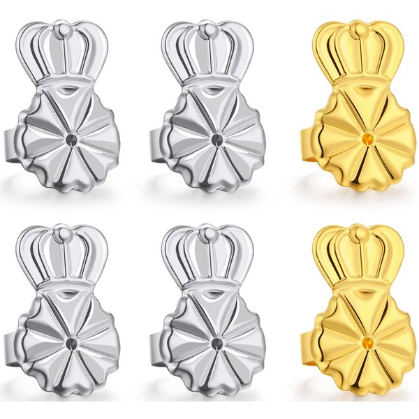 Catinee 3-Pairs Earring Backs for Droopy Ears,18K Gold Plated Earring