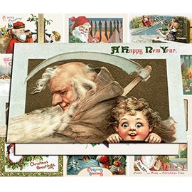 PIXILUV CHRISTMAS SANTA Greetings Cards 12 Large Cards ~ Joyful Christmas Santa Claus~ Vintage Christmas Postcards Reprint