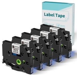 12mm 0.47 Laminated White Label Tape Relpacement for TZe-231 TZ-231 Brother Label Maker Tape, BZ Black on White Label Tape Compatible with Brother P Touch Label Maker PT-D210 PT-H110 PT-D220, 5 Pack