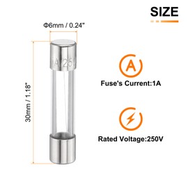 HARFINGTON 10pcs Fuses 1A 250 Volt Fast Blow Glass Fuse F1AL250V 6x30mm Fast Acting Fuses for Christmas Light Electrical Systems Microwave Ovens TVs Fans Lights Oven