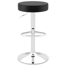 Giantex Bar Stool Set of 1, Adjustable Height PU Leather Bar Chair with Swivel Padded Seat, Footrest & Anti-Slip Base, Modern Backless Barstools for Kitchen, Pub Dining Room, Breakfast, Black