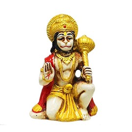 Imagine Mart Hanuman Idol in Marble Material | Grey Antique Color | Suitable for car Dashboard | Home Decor | Home or Office Temple puja | Diwali pujan | Gifting Purpose