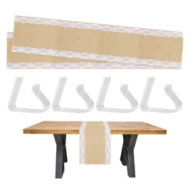 1 Long Tablecloth, 4 Tablecloth Clips, Linen Tablecloth, Lace Table Runner, Tablecloth Decoration, Vintage Tablecloth, Wedding, Birthday, Party Tablecloth