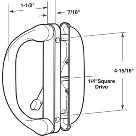 Involute Sliding Patio Door Handle Set - Handle Replacement Set for Patio Glass Door Repair | Sliding Door Pull Handle Set Fits 4-15/16" Hole Spacing | Fix Repair Door Handle Hardware (White)