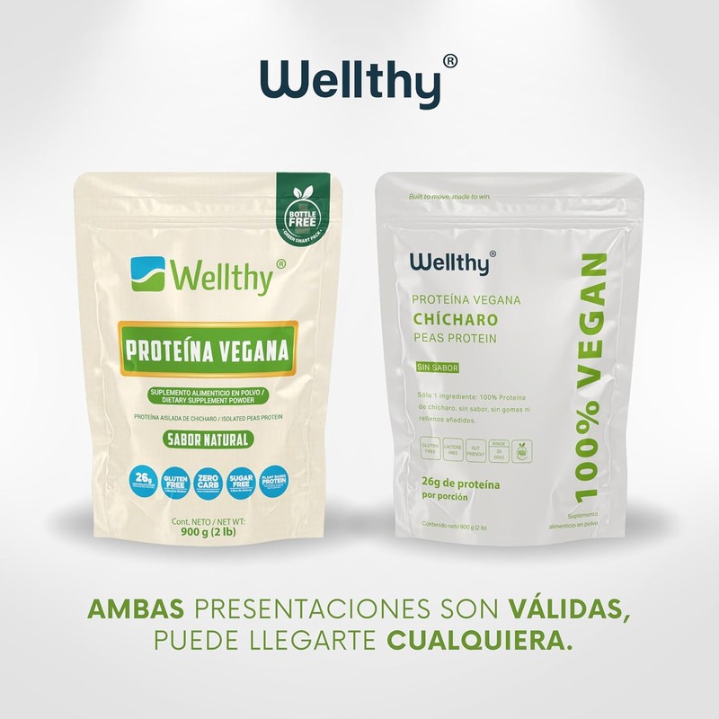 Wellthy Vegan Protein Powder - 25g Plant Based Protein, Gluten-Free