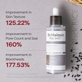 Dr.Melaxin Peel Shot Black Rice Exfoliating Ampoule, Face Exfoliator with AHA BHA Niacinamide Rice Bran Water, Blackhead Remover, Pore Minimizer, Brig