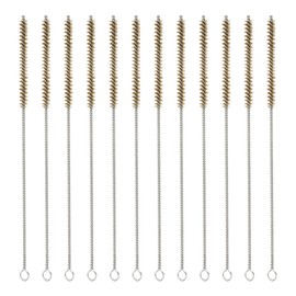 PATIKIL 12" Wire Tube Brush, 12Pcs 0.4" Diameter Brass Wire Tube Brush Pipe Cleaning Supplies for Auto Parts, Bottles, Tubes, Brass Tone