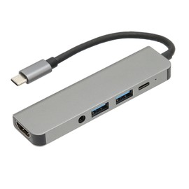 USB C Hub 5 in 1 5Gbps Transmission Type C to Audio PD Port Expander for Mouse Keyboard