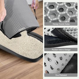 Cat Litter Mat, 23x15 Inch Honeycomb Double Layer Non-Slip Kitty Litter Box Mat, Waterproof and Urine Proof Cat Mat for Litter Catcher, Litter Box Mat Scatter Control