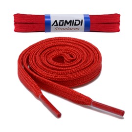 AOMIDI Flat Shoelaces Wide Shoes Lace 2 Pairs Wide Shoelaces Hollow Thick Flat Shoe Laces for Sneakers and Shoes (45" inches (114 cm), Red)