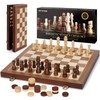 2 in 1 Magnetic Wooden Chess and Checkers Board Game