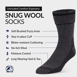 HikeCoz Wool Socks Mens Womens - Merino Wool Winter Socks with Moisture Control and No-Itch Comfort