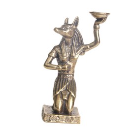 Alipis Vintage Anubis Brass Statue Cozy Egypt Tabletop Decoration Mini Statue for Decor