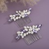 Teyglen Pearl Wedding Hair Comb Purple Rhinestone Pearl Hair Piece