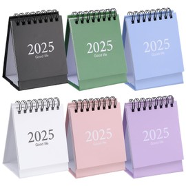 Pack of 6 Mini Desk Calendars 2024-2025, July 2024 to December 2025, Small Desk Calendar, 2024-2025 Calendar, Mini Monthly Calendar with Stickers for Home, Office, School (10.2 x 7.6 cm)
