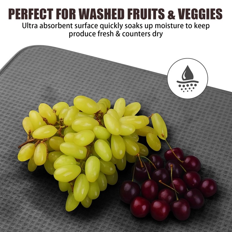 2Pcs Small Microfiber Dish Drying Mat, Absorbent Dish Drainer Mats