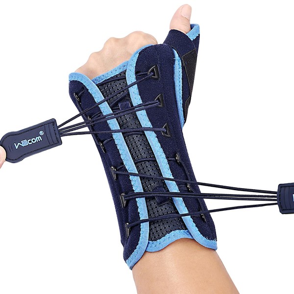 Willcom Thumb Wrist Support with Metal Splint Stabiliser, Compression Wrist Support for Carpal Tunnel, Tendinitis, Arthritis, Pain Inflammation, Sports Protection for Men and Women (Left Hand, M)