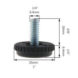Bxian 12PCS 1/4-20 Screw in Threaded Furniture Leveller with Non Slip Pad Furniture Accessory Table Leg Leveller Base Levelling Machine for Old Furniture Repair and Adjustment