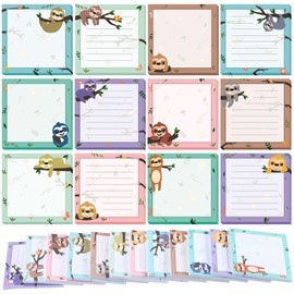 Handepo 12 Pack Notepad Small to Do List Sticky Notes Funny Cute Note Pads Dog Sticky Notes Self Stick Note Pads Memo Pads for Office School, 600 Sheets in Total(Bright Colors,Sloths)
