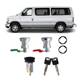 Eterpace Door Lock Cylinder & Ignition Switch Cylinder, Compatible with Ford E150/E250/E350/Ranger 1996-2008, Mountaineer 1997-2000, Replace# LC6177 + DL5886 + 597638(No Chip)