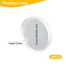 KEQAR 20 Pieces Coin Capsules Coin Holder Coin Container Coin Box Plastic Inner Padding for Coin Collection Accessories (45 mm) (Clear)