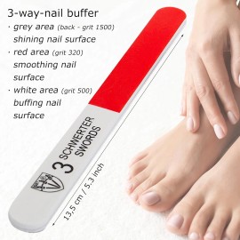 3 Swords Germany Sapphire Metal Nail File Set 2 Pieces with 1 Piece 3-Way Nail Buffer – Nail Care