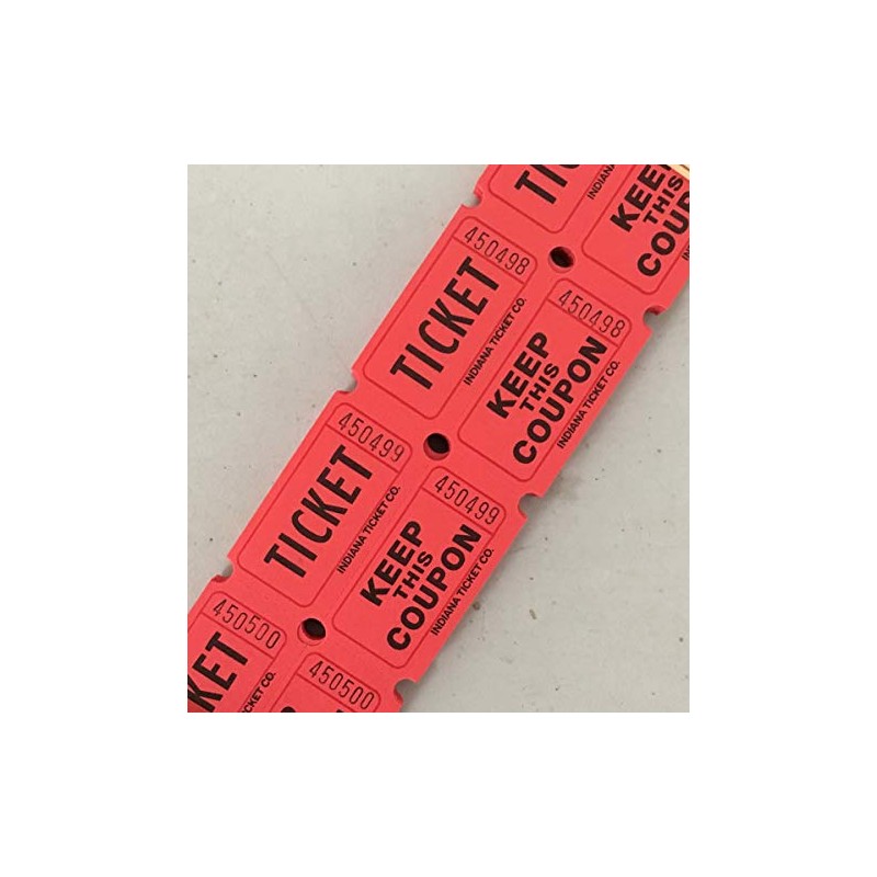 500 Red 50/50 Double Stub Raffle Tickets