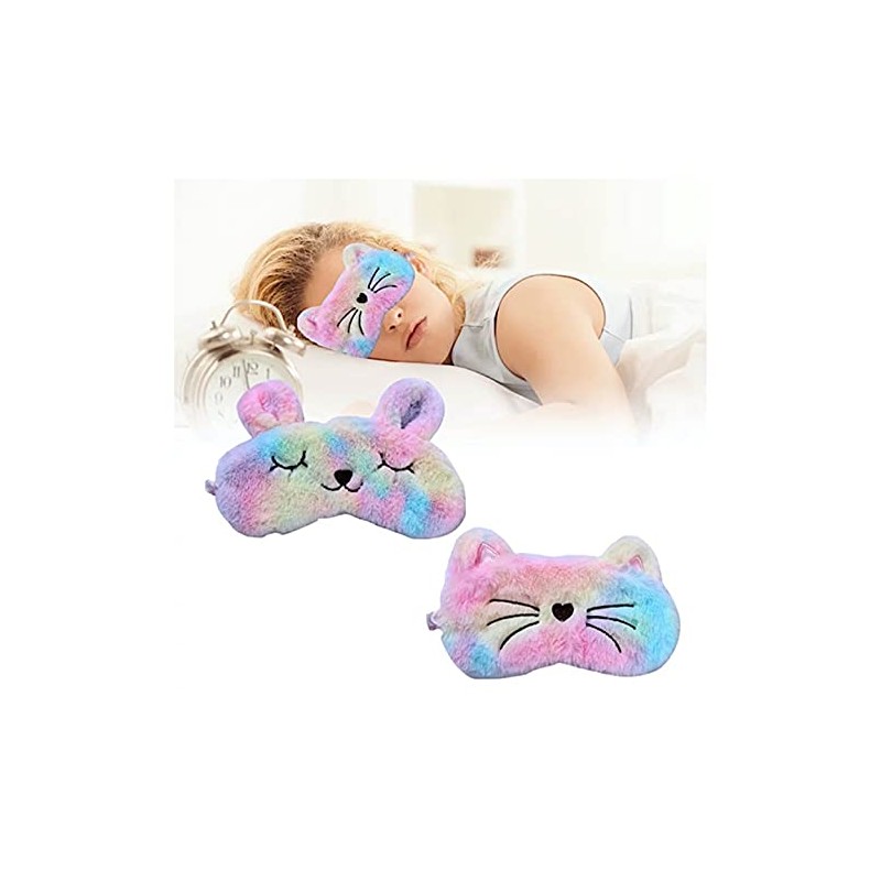 MIU&RMH Cute Eye Mask, Cat Rabbit, Set of 2 Types,