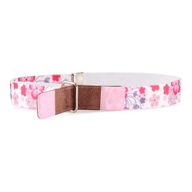 Ladeheid Children's Elastic Belt 1-12 Years 34 - 90 cm / 13.38 - 35.43 inches P15 - White/Pink/Flowers