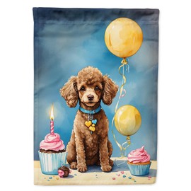Caroline's Treasures Chocolate Toy Poodle Happy Birthday Garden Flag Mailbox Flag Decorative Yard Flag Banner Outside Patio Artwork Yard Flower Beds, Garden Size, Multicolor