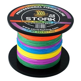 Stork HDx8 8-Way Braided Premium Fishing Line 600 m (Multicoloured, 20 lbs / 9.1 kg / 0.18 mm)