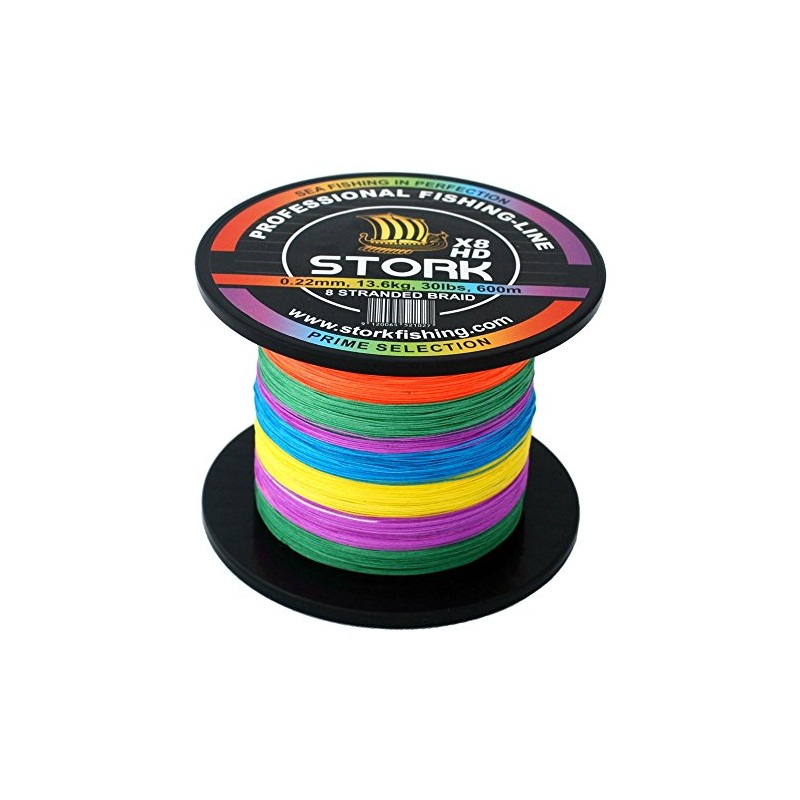 Stork HDx8 8-Way Braided Premium Fishing Line 600 m (Multicoloured,