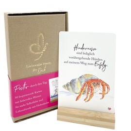 50 Inspirational Cards with Loving Words for More Self-Love and Joie de vivre with Wooden Stand, Unique Affirmation