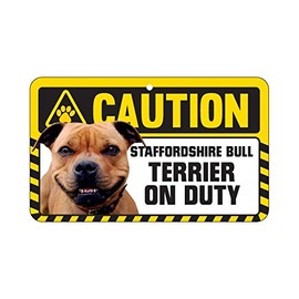 Caution Sign - Staffordshire Bull Terrier - Tan