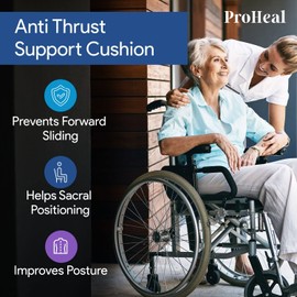 ProHeal Gel Anti-Thrust Seat Cushion - Supreme Comfort Gel Infused Foam Cushion - Eliminates Forward Sitting - Dual Gel Bladder - 22" x 18" x 5" x 3"