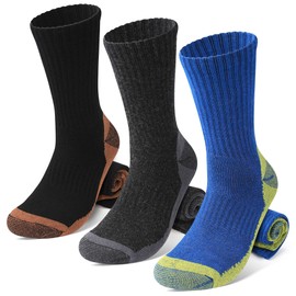 TENYSAF Wool Hiking Socks for Men - Mid weight Mens Crew Merino Wool Athletic Socks for Running Cycling Camping 7-13