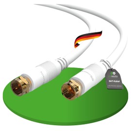 conecto Antenna Cable Satellite Cable Coaxial Cable Satellite Cable TV 1.00 m Double Shielded F-Connector for HDTV, Receiver, Satellite, Internet, DAB, Radio, White