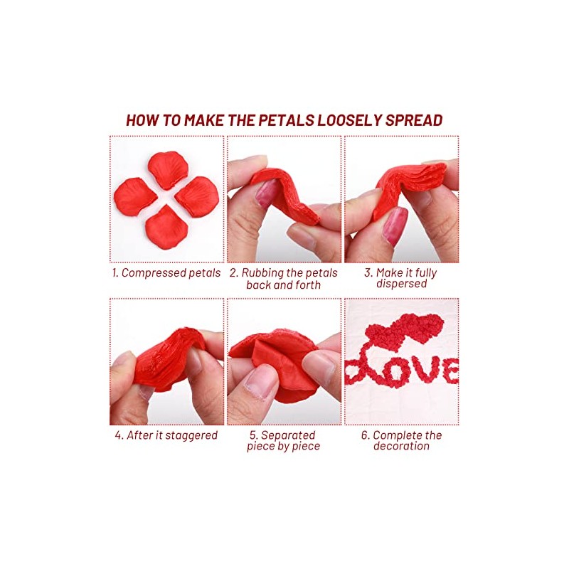 Cridoz - Pétalos de Rosa Roja Artificial 2000 Piezas con