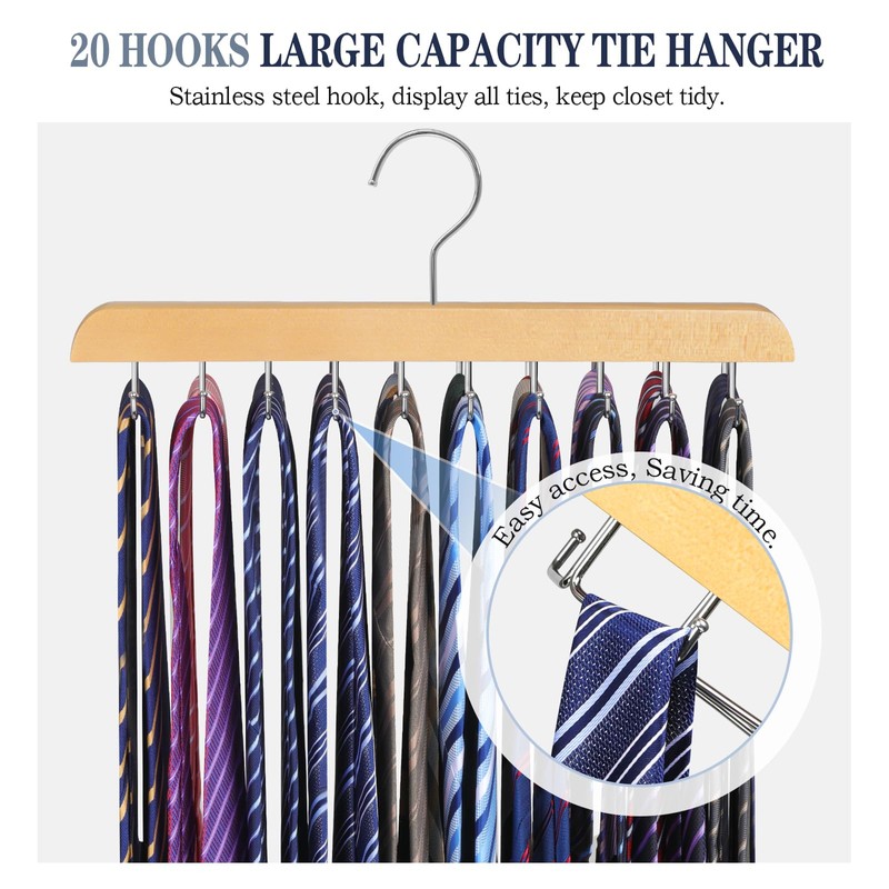 2 Pack Tie Rack Belt Hanger for Closet Fitnice Upgraded