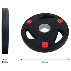 Signature Fitness Vinyl Coated Cast Iron Plate Weight Plate for Strength Training and Weightlifting, 2-Inch Center (Olympic), 10LB (Set of 4)