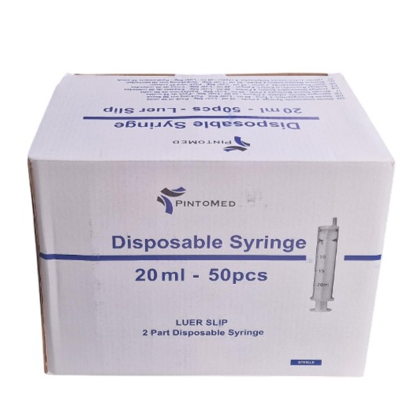 PintoMed Syringes 20 ml Pack of 50 without Needle, Disposable,