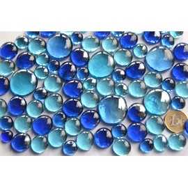 350g Blue Glass Stones Mixed in 3 Sizes 12-15mm, 17-21mm and 26-33mm Approx 81 Pieces