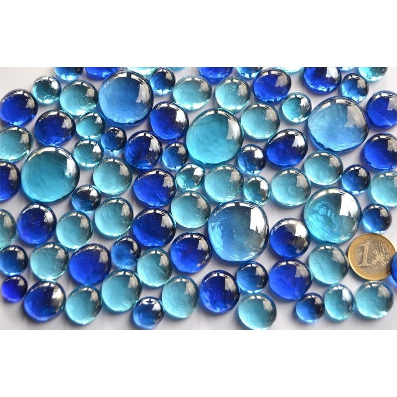 350g Blue Glass Stones Mixed in 3 Sizes 12-15mm, 17-21mm