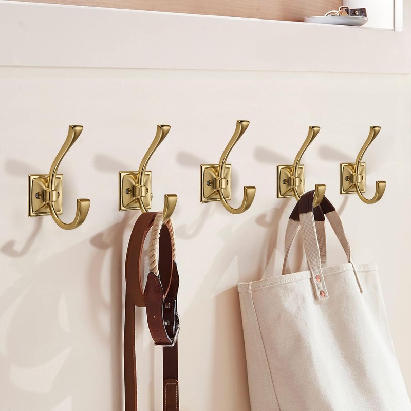 ZAUYX Large Wall Hooks 10 Pack - Brushed Gold Coat
