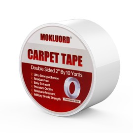 Mokluord Carpet Tape Double Sided 2" x 10 Yards, White Rug Tape for Hardwood Floors and Area Rugs
