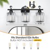 Modern 3 Light Crystal Vanity Light,Black Vertical Bathroom Light Fixture