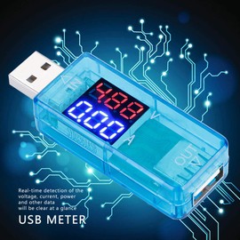USB Tester, Akozon USB Digital Colour LCD Current Voltage Meter Voltmeter Ammeter Current Meter Multimeter Charger Capacity Power Charger Detector (Blue)