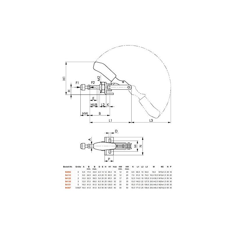 AMF 94128 0007639420020" 6841" Push-Pull Type Toggle Clamp with Angle